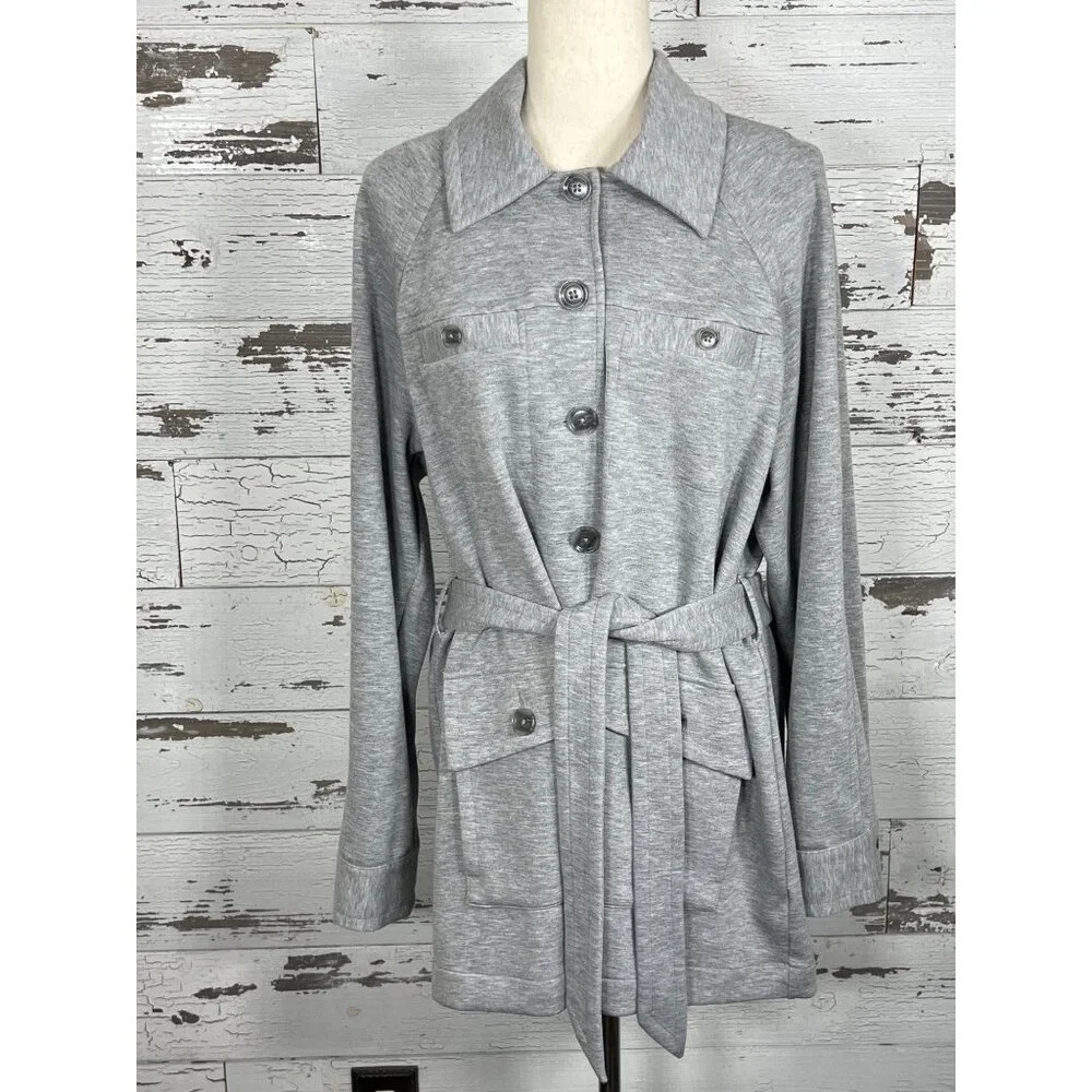 CABI Grab & Go Trench Coat in Heather Gray Sz L #6672 NWOT - Picture 2 of 7